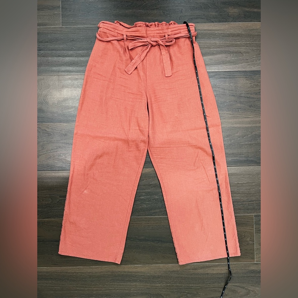Monteau Rust Wide Leg Paperbag Tie-Waist Pants - Picture 6 of 13